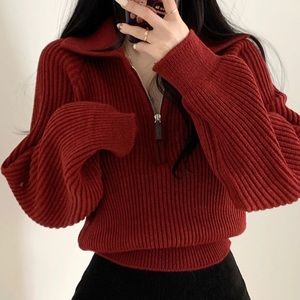 Wine/burgandy/maroon half-zip sweater